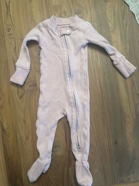 Burt's Bees Light Pink Ribbed Footed One-Piece